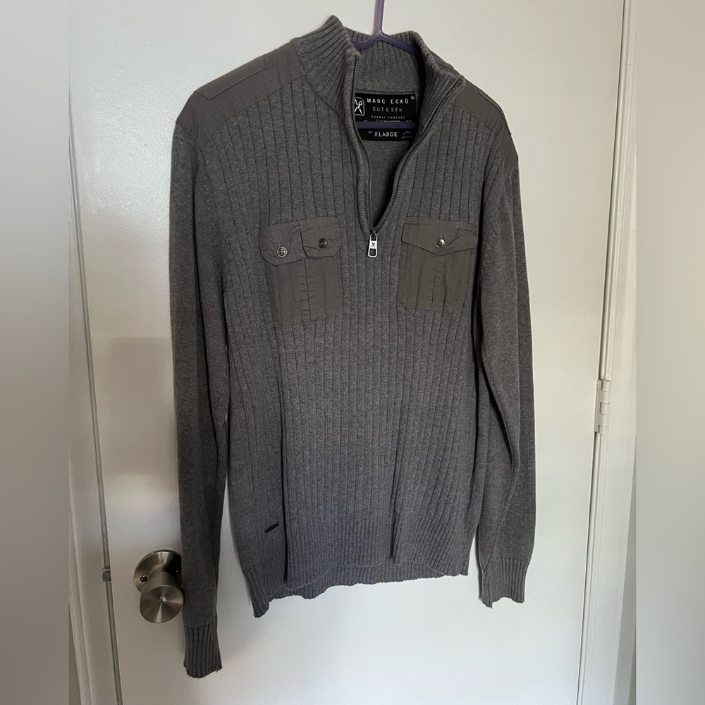 Marc Ecko Men's Gray Zip-Up Sweater